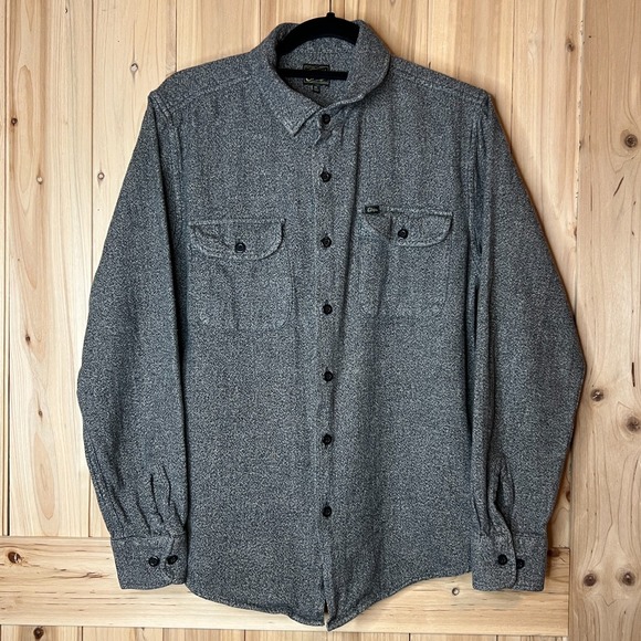 Obey Other - Obey Gray Button Up Shirt M Men's Long Sleeve Textured Twill Workwear Streetwear
